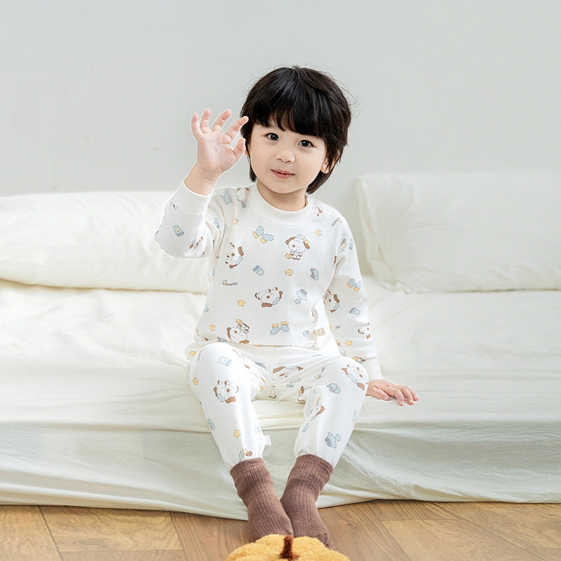 Kidsfall and winter shu velvet cloud-like cotton 300g autumn clothes high waist belly protection boneless type a heattechintimatessuit