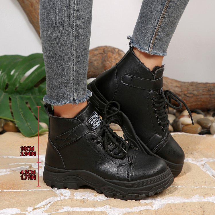 Plus size women's boots for export: new autumn/winter  collection - round toe, square heel, low heel, ankle-length, velcro closure, martin boots