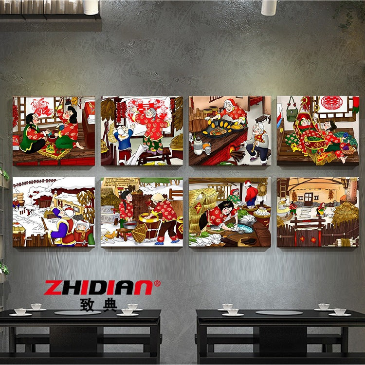 Northeast eight monsters decorative painting ethnic customs wall decoration mural agritainment hotel box background wall hanging painting