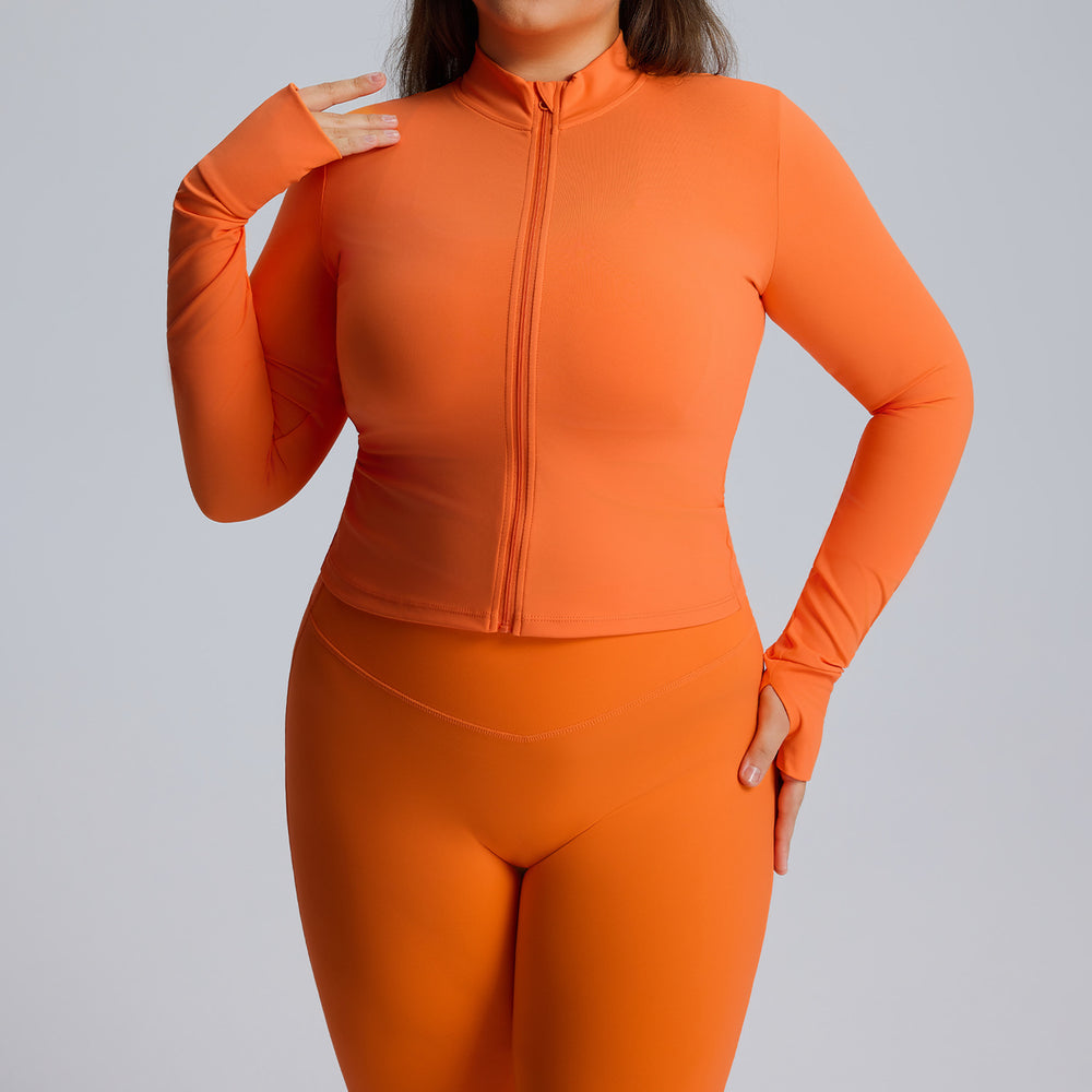 European and american style women's long-sleeved zip-up slim-fit quick-dry activewear jacket - autumn/winter plus size yoga outerwear