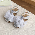 Girls' mori-style sweet floral hollow-out closed-toe sandals,  summer new soft sole princess shoes, non-slip beach sandals