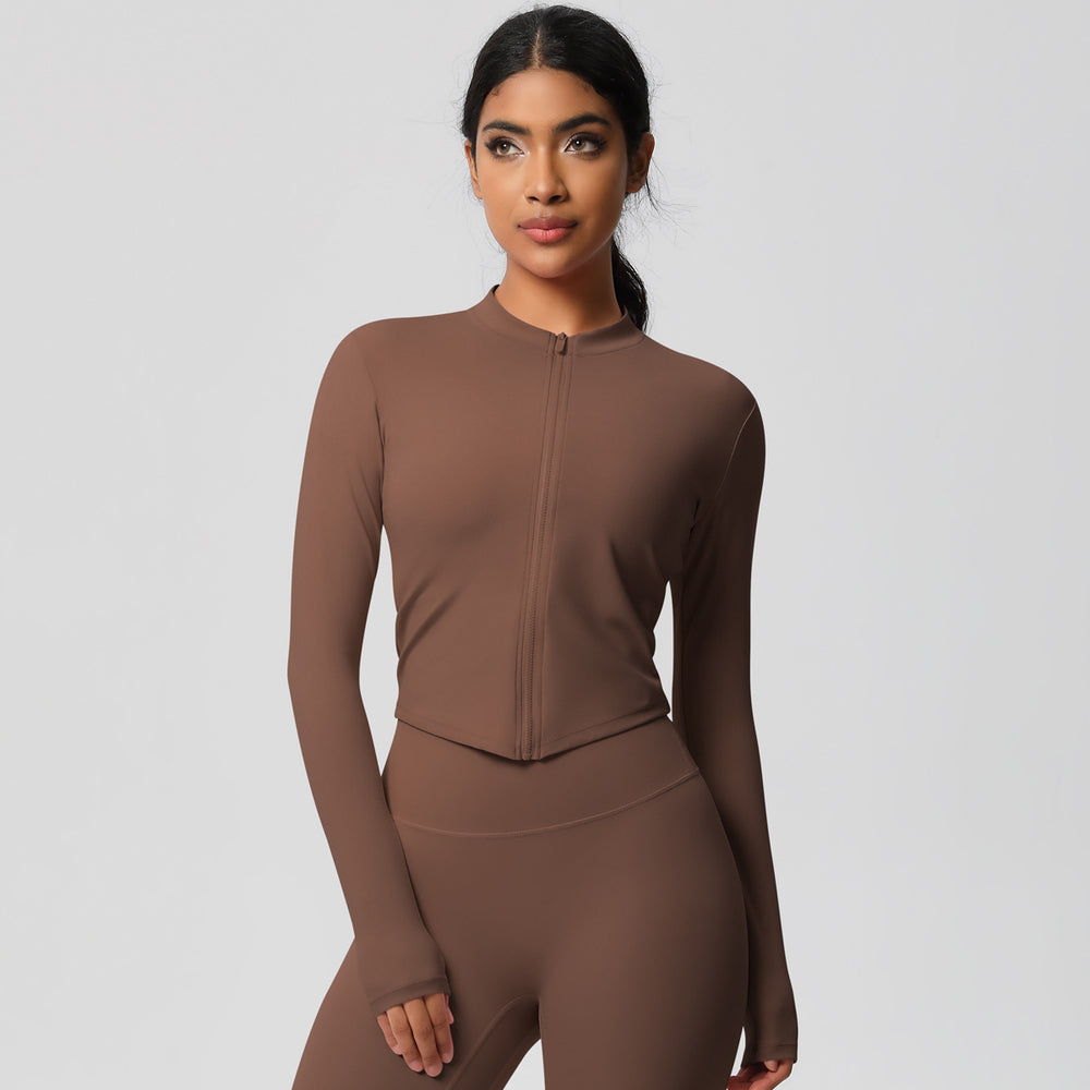Naked-feel compression zip-up top - quick-dry yoga shirt, perfect for layering, casual wear, running, and fitness. customization available