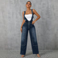 50-65610#  women's fashion european and american style spicy girl overalls jumpsuit wide leg straight leg denim pants