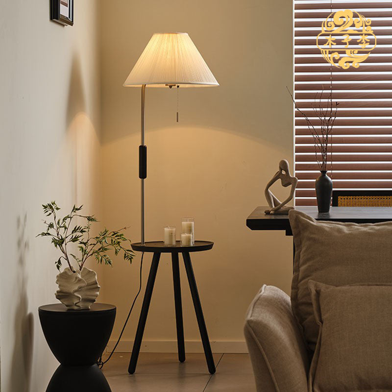 Medieval style floor lamp storage rack all-in-one american retro living room sofa side bedroom bedside solid wood vertical table lamp