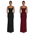 C7633 cross-border   fashion women's sexy camisole bodycon dress with tie waist and hip-hugging design