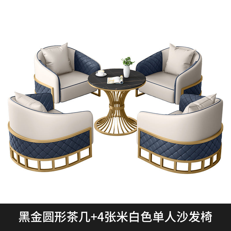 Sales office business reception reception table and chair combination casual coffee shop milk tea shop single and double sofa booth