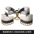 4 off-white single sofas + black round table (diameter 60cm)