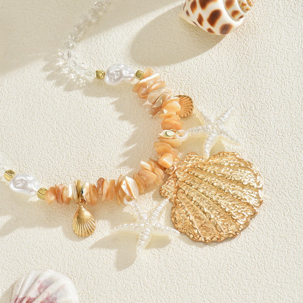 Processing personalized necklace niche pearl clavicle chain necklace summer seaside accessories jewelry shell pendant women's jewelry