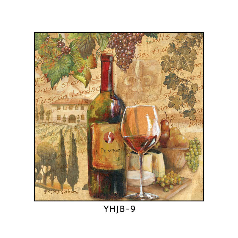 American bar decorative painting retro industrial style creative KTV box red wine glass hanging painting nostalgic wine mural
