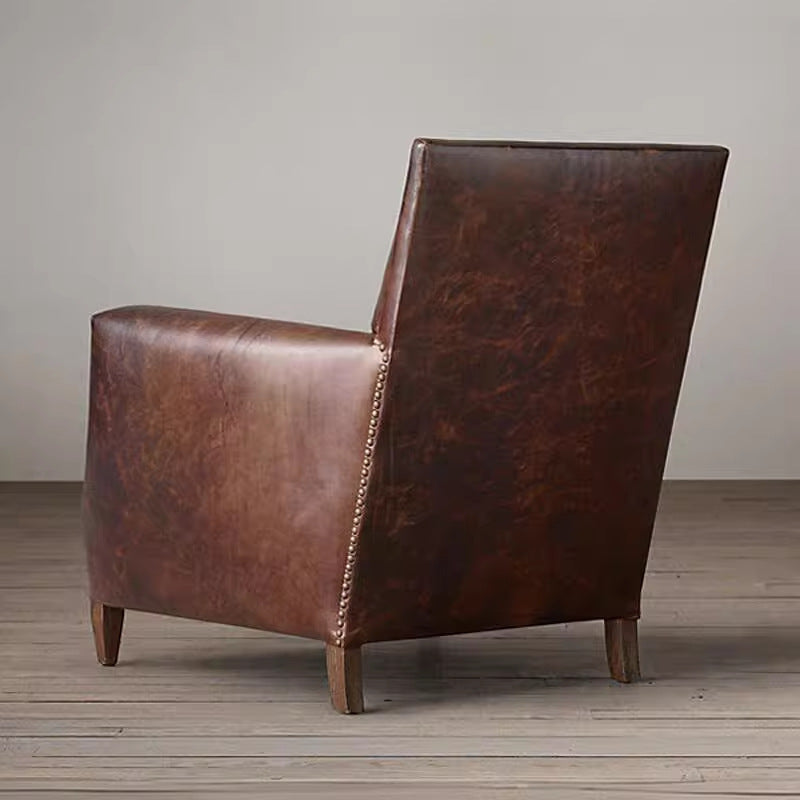 American country leather sofa retro oil wax leather single chair modern accessible luxury living room small casual sofa chair
