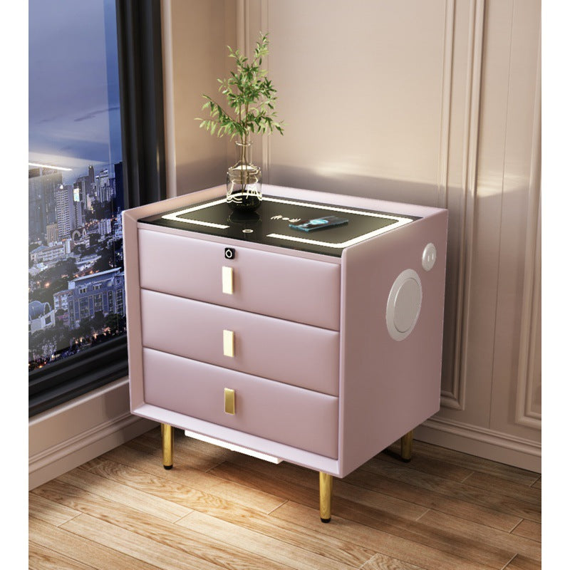 Smart nightstand - modern minimalist, new luxury solid wood bedside table with wireless charging and multiple functions for bedroom