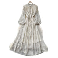 French chic stand collar lantern sleeve polka dot dress - women's slimming a-line maxi dress - autumn  new arrival