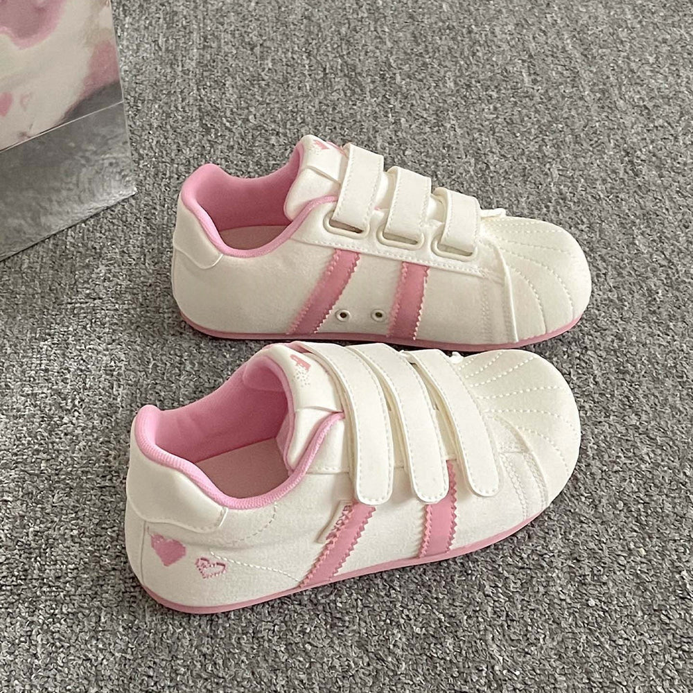 Embroidered versatile white sneakers for women, 2026 new spring/autumn collection, velcro closure german army trainers, chunky clogs