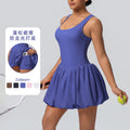 New arrival nude fake two-piece sports dress women's fashion tape bottom outdoor running yoga fitness tennis skirt