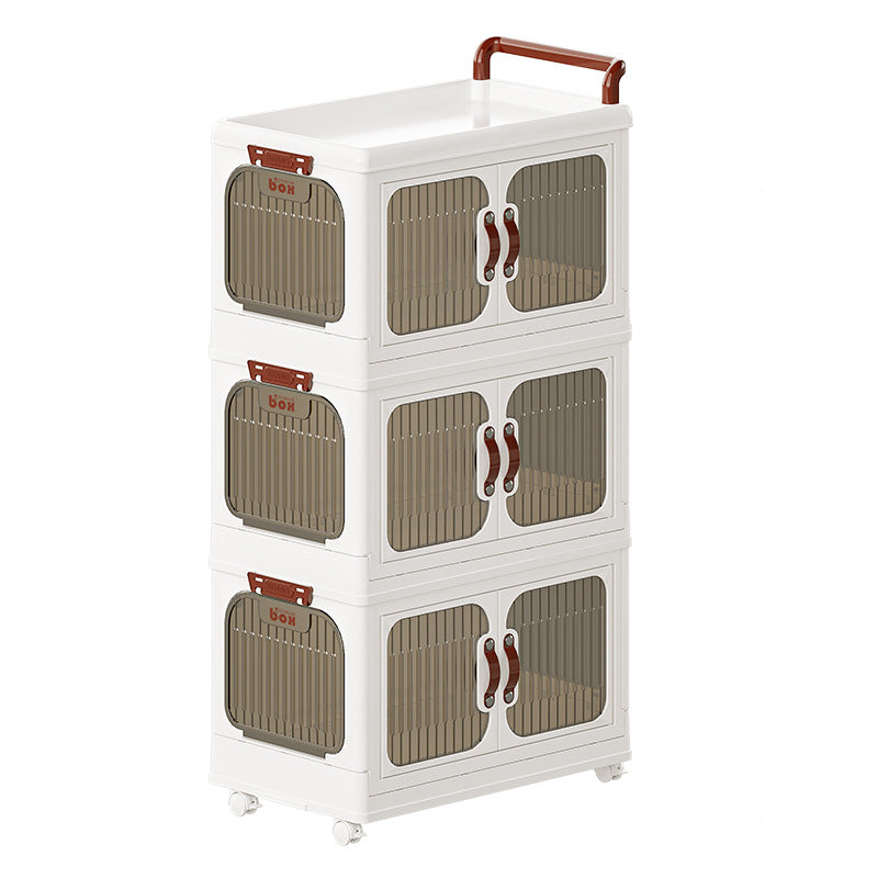 Xinle, light luxury cream wind cart storage cabinet, installation-free storage cabinet, double door multi-layer thickened storage box