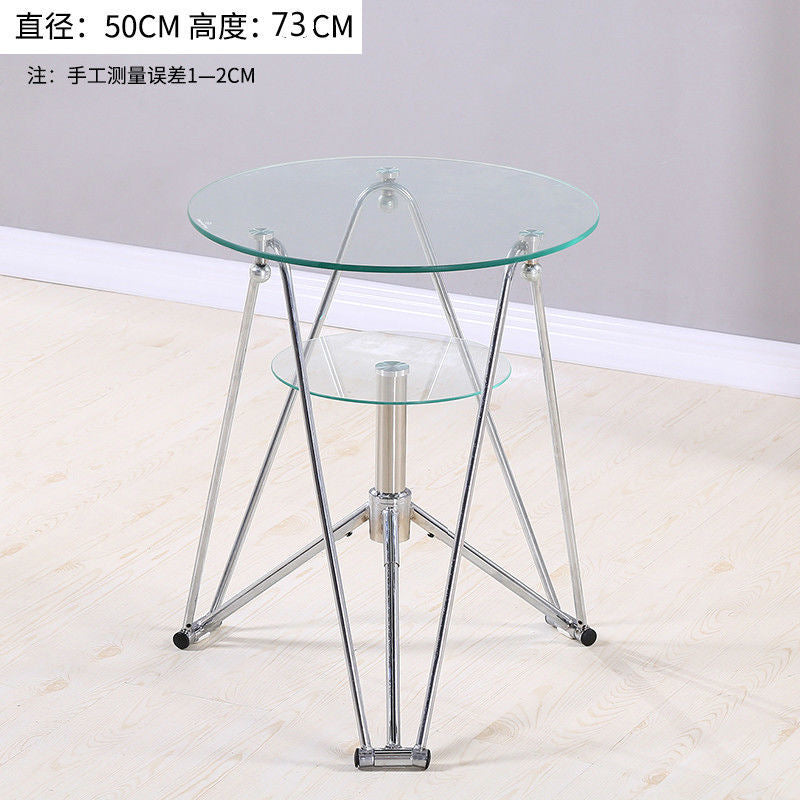 Round modern coffee table movable tempered glass living room for home round table casual tableaccessible luxury small apartment ins