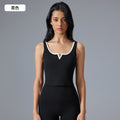 Color block u-back sports bra top - women's sleeveless workout tank with padded cups - perfect for yoga and fitness (model d25152)