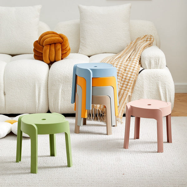 Plastic small stool thickened household small bench adult round stool can be stacked coffee table stool bathroom non-slip children's low stool