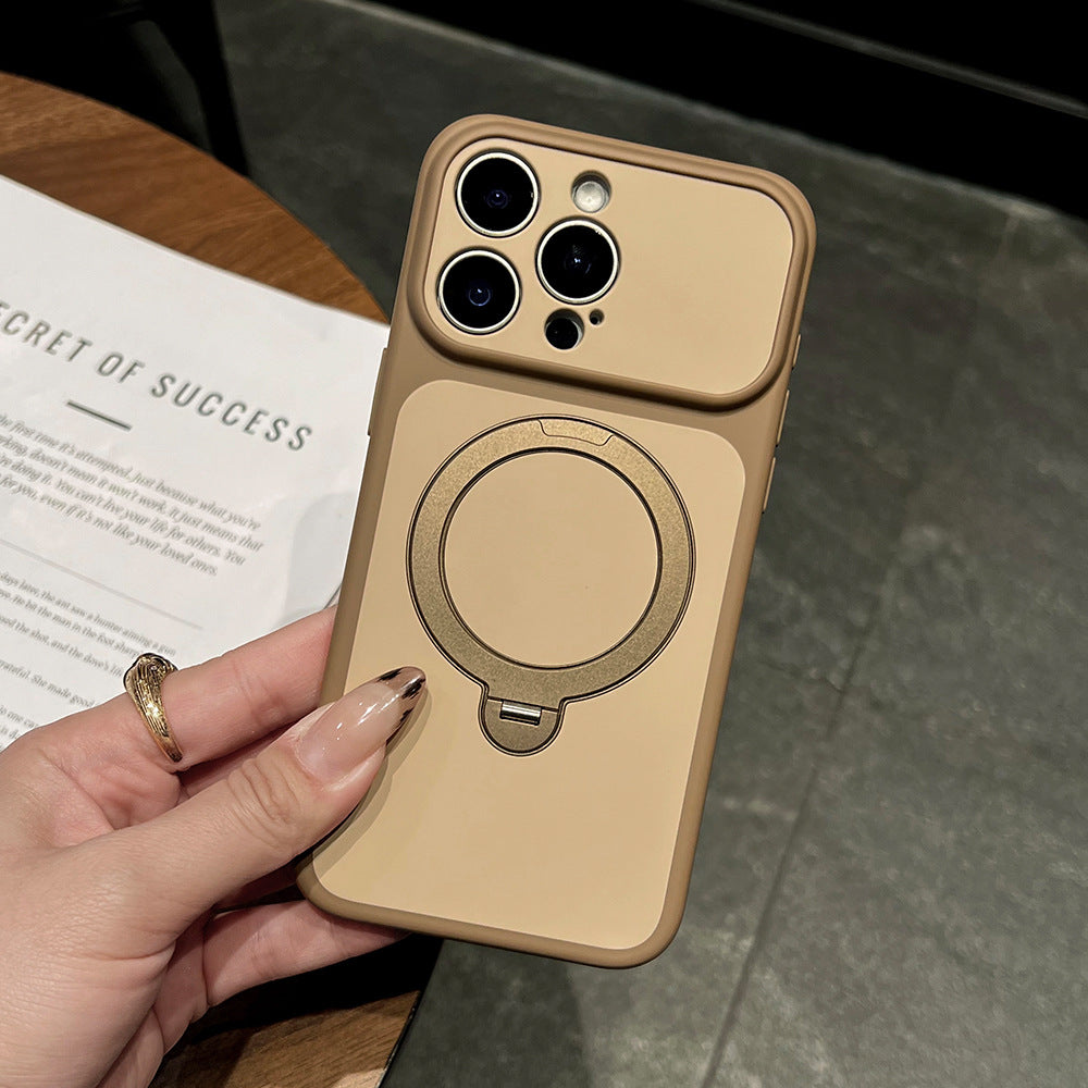Suitable for contrasting color skin feel rotating magnetic holder apple 17 mobile phone case iphone18promax anti-fall hard case 16