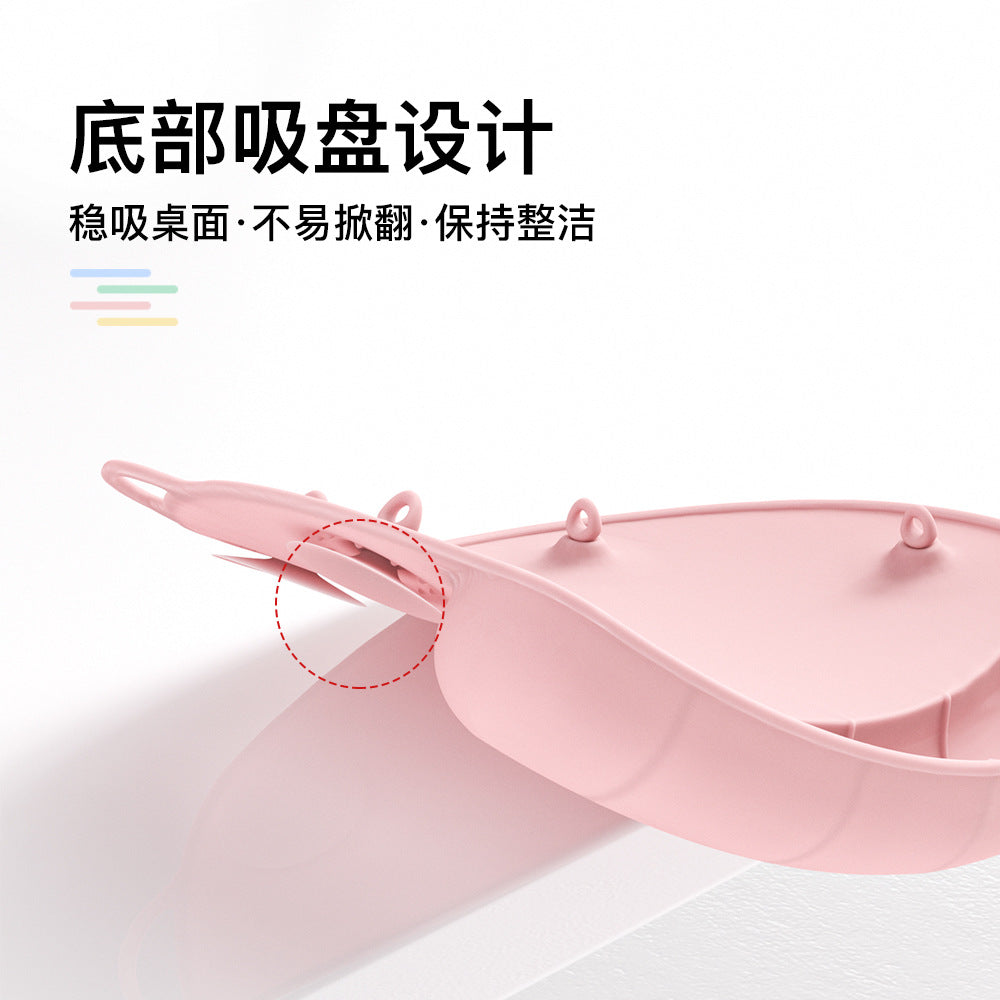 Children's placemat Suction cup type table mat with pocket Waterproof and anti-dirty pick-up meal bag Baby portable kindergarten silicone table mat