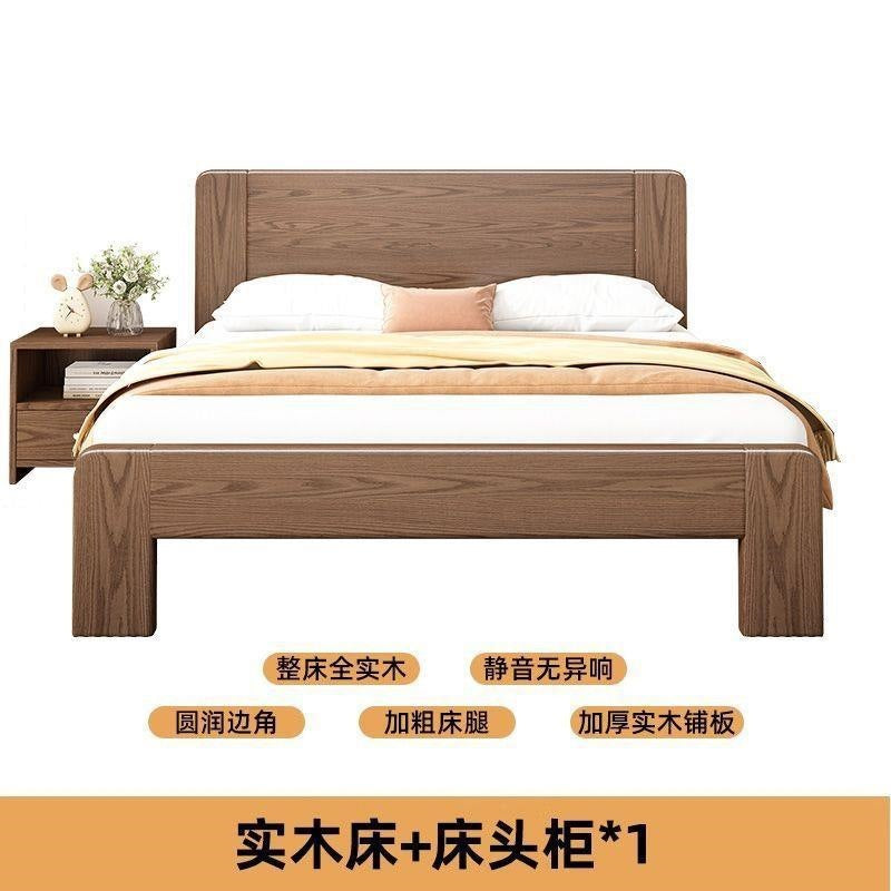 Double bed 1.8x 2m bed single bed 1.5mfor home solid wood bed 1.2m rental house bed log style low box