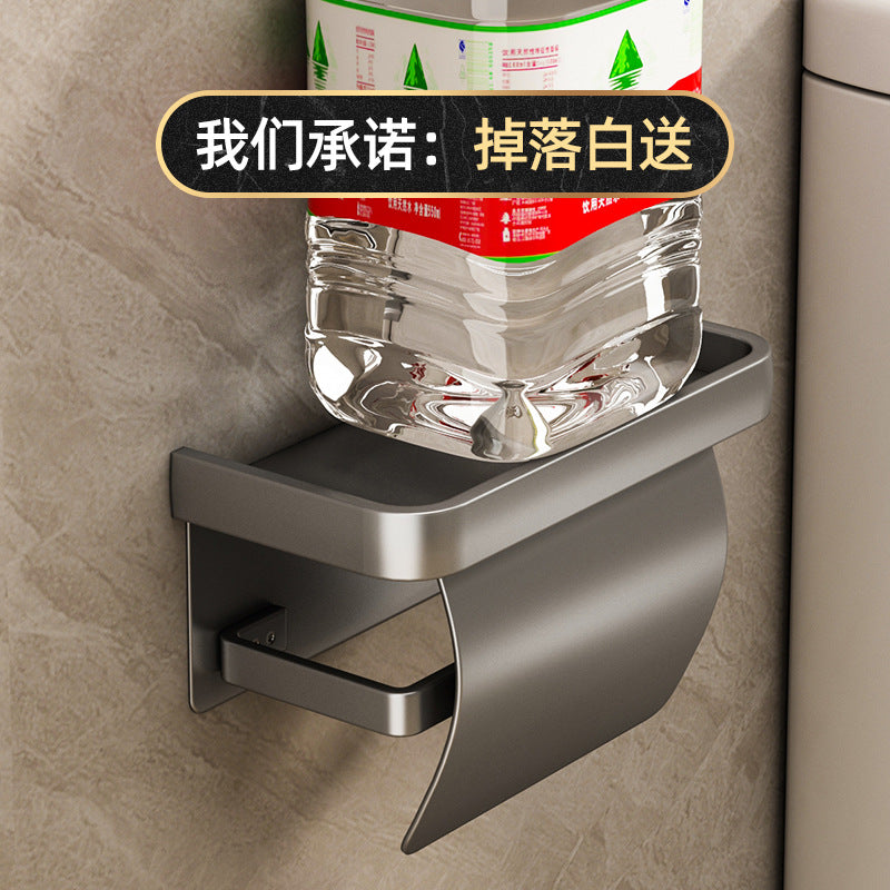 Customized bathroom tissue holder Toilet roll paper holder No punching waterproof mobile phone rack Wall hanging tissue box storage