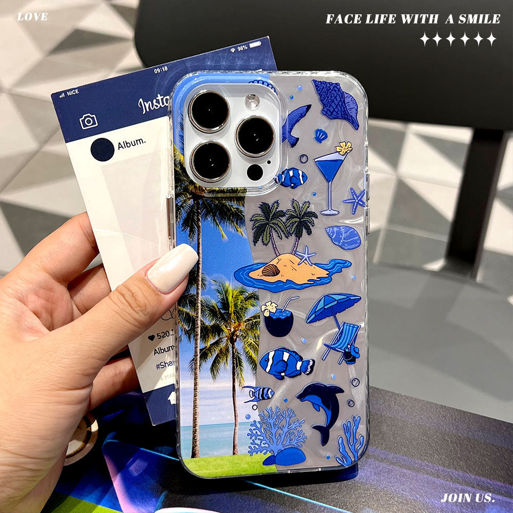 Fyd water ripple suitable for apple 17pro mobile phone case casual style iphone16pm seaside rhapsody protective cover