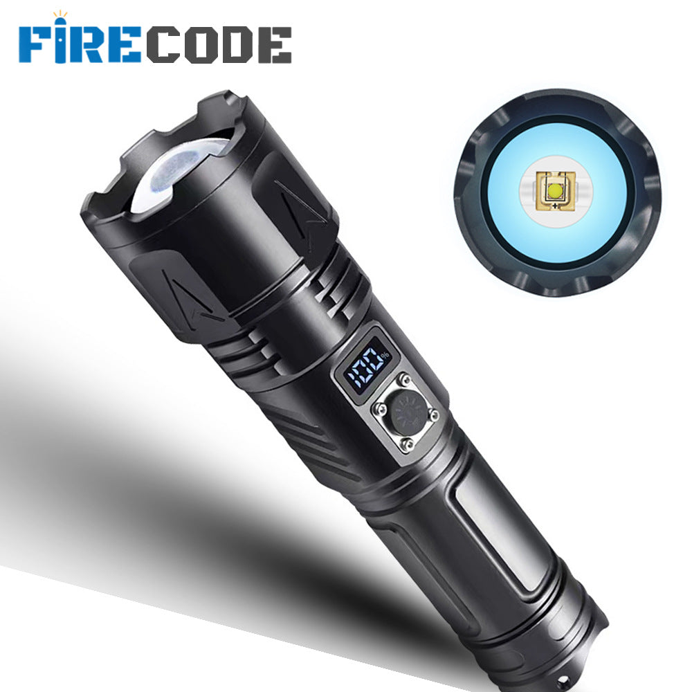 Cross-border digital display flashlight, handheld portable USB charging flashlight, custom flashlight wholesale