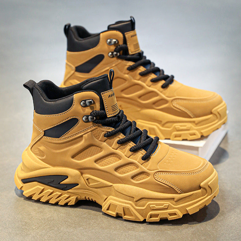 Workwear men's shoes winter non-sliphikingbootsmenthick soleheight increasingdad shoessportscasualhigh top trendy shoes