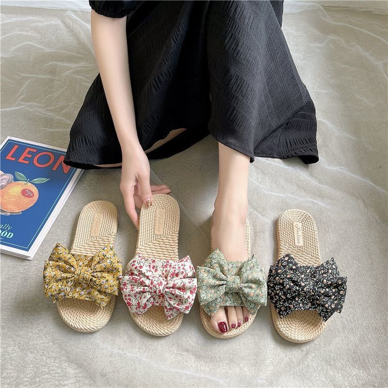 2026 new bowknot ins style slides: super cute, non-slip, beach-ready, girly, versatile outdoor slippers for women