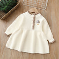 Girls' knitted mushroom dress with lace trim - autumn/winter  new sweet style long dress