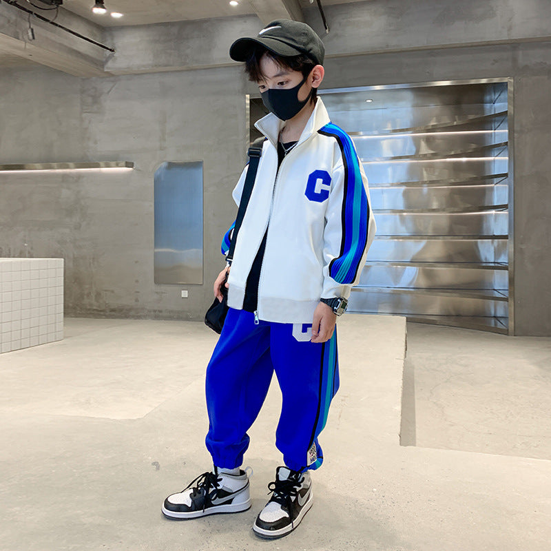 Boys' fall outfit set  new style, mid-to-large children's spring/autumn tracksuit, stylish kids' spring fashion clothing wholesale