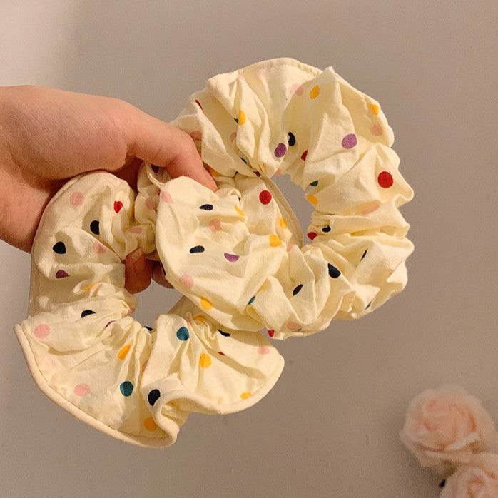 Sweet fabric floral treaded edge large intestine ring hair rope japanese style cute girl preppy style k-style headband rubber band