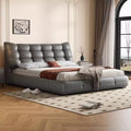 Italian normcore first-layer cowhide genuine leather bed modern casual large apartment master bedroom 1.8m double wedding bed