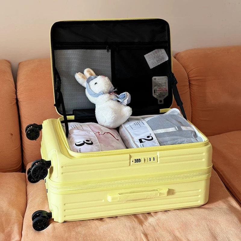 Side open expandable suitcase 24-inch ultra-light trolley case 20-inch boarding case three-piece suitcase password bag