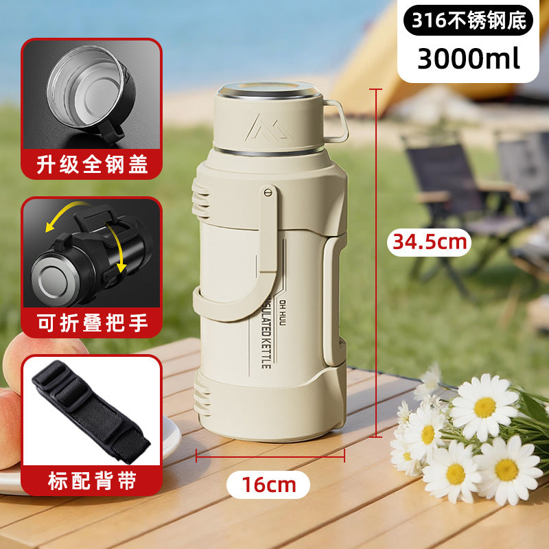 316 stainless steel large capacity collapsible handle thermos kettle - outdoor, car, portable water bottle - travel kettle wholesale with custom logo