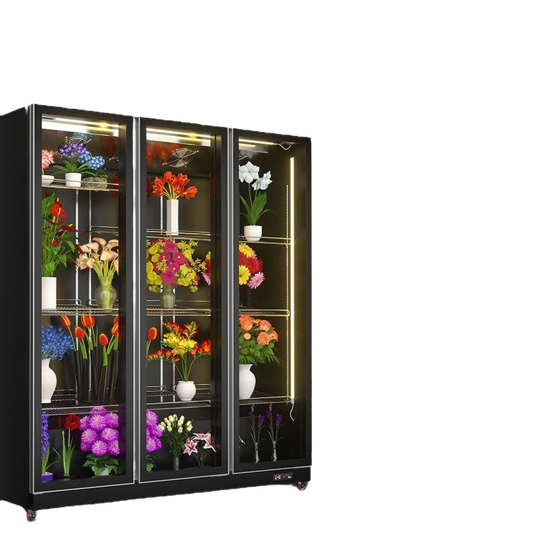 Fisher & paykel flower display refrigerator - commercial upright chiller for florists - keeps flowers fresh