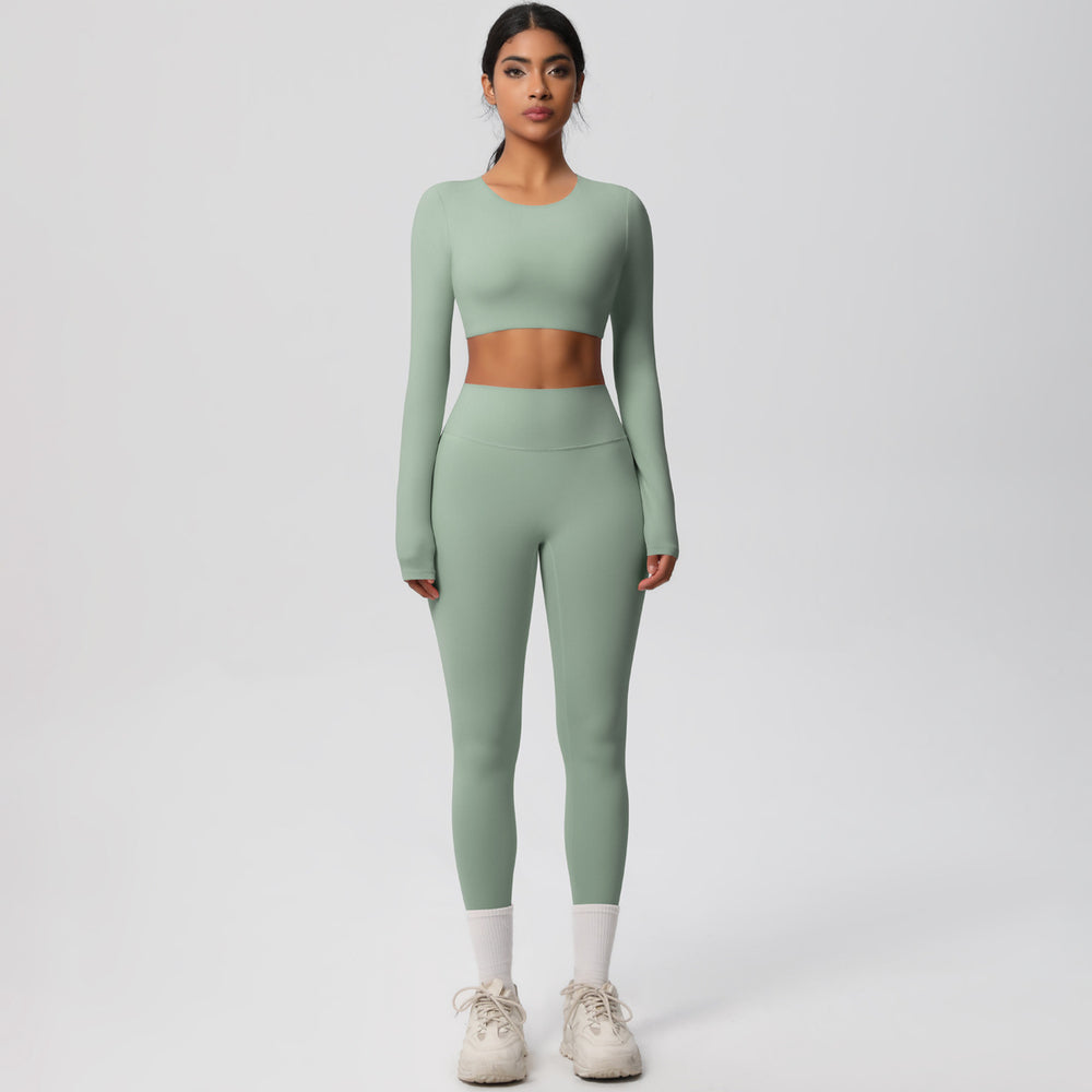 European and american nude feel brushed solid color yoga outfit set - quick-dry, breathable, 8-piece running & fitness activewear set for women