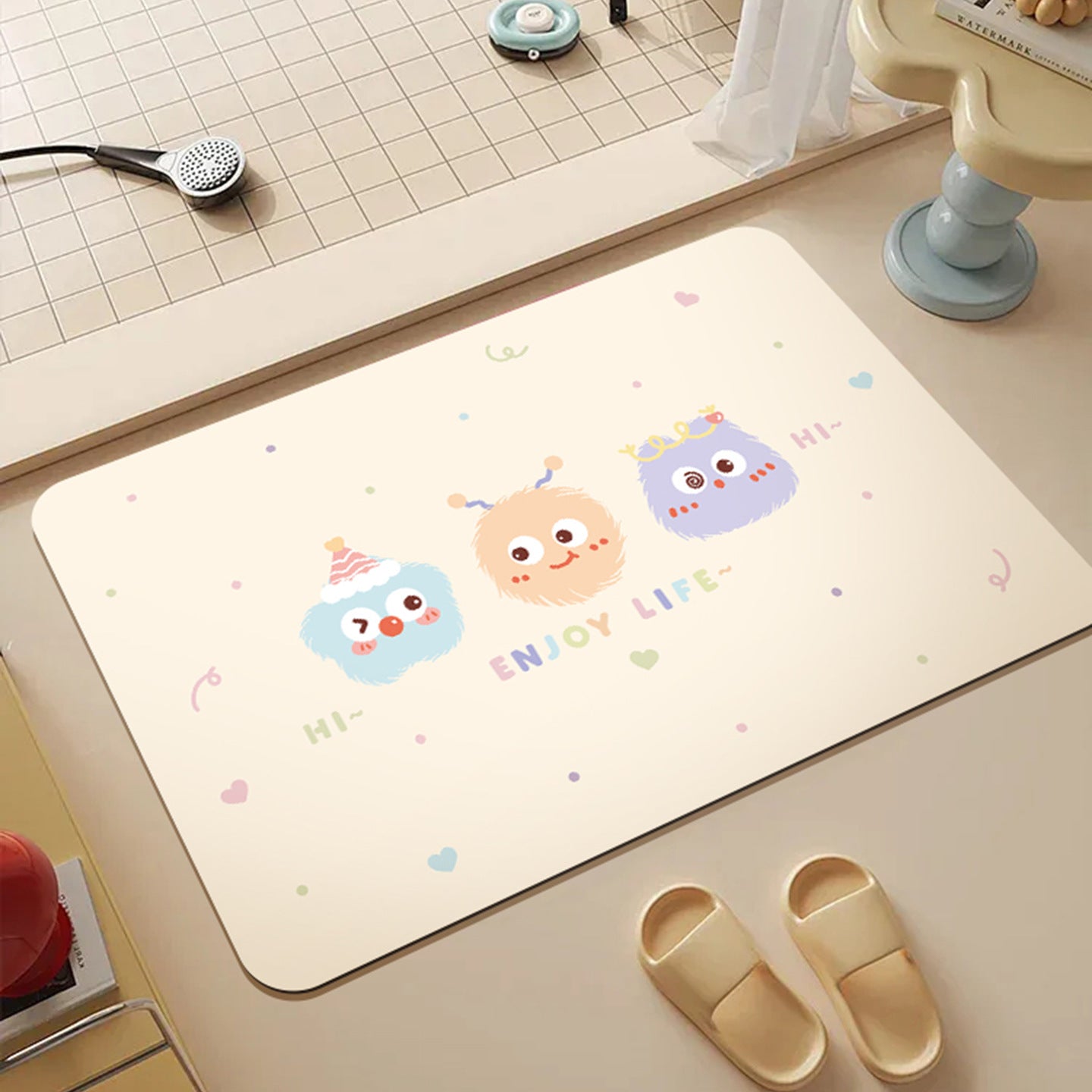 Soft diatom mud toilet floor mat bathroom absorbent non-slip mat cartoon toilet door mat toilet bathroom bathroom bathroom