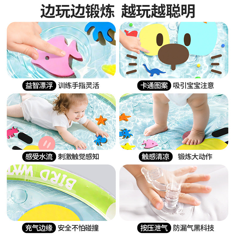 Baby thickened water mat for tummy time, suitable for 6+ months, newborn floating ring, water play equipment