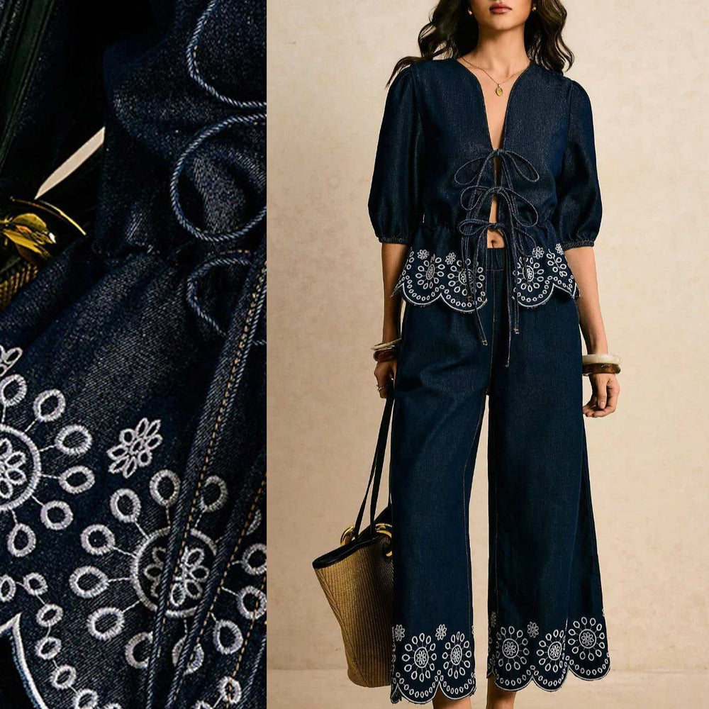 Amazon tiktok pinduoduo foreign trade cross-border fashion bohemia embroider strap denim tops
