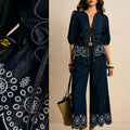 Amazon tiktok pinduoduo foreign trade cross-border fashion bohemia embroider strap denim tops