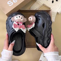 Thick sole heightenedcute cartoon shirley rose crocs women's 2026 summerfashioneasiest for match stepping on shit toe slippers