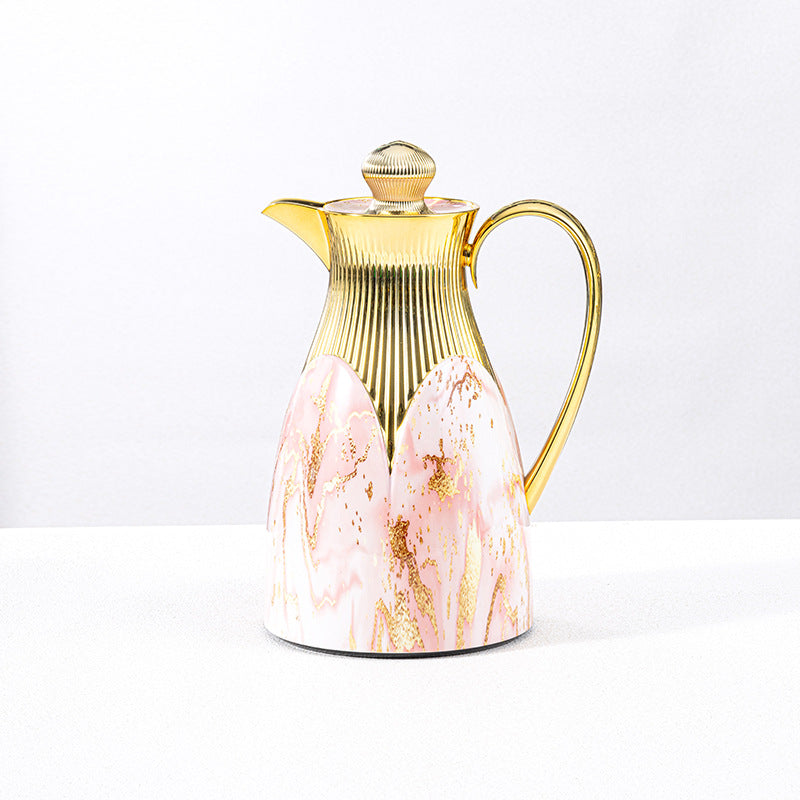 Wholesale cross-border luxury insulated kettle: large capacity coffee pot for home and commercial use, insulated water kettle with logo, gold teapot