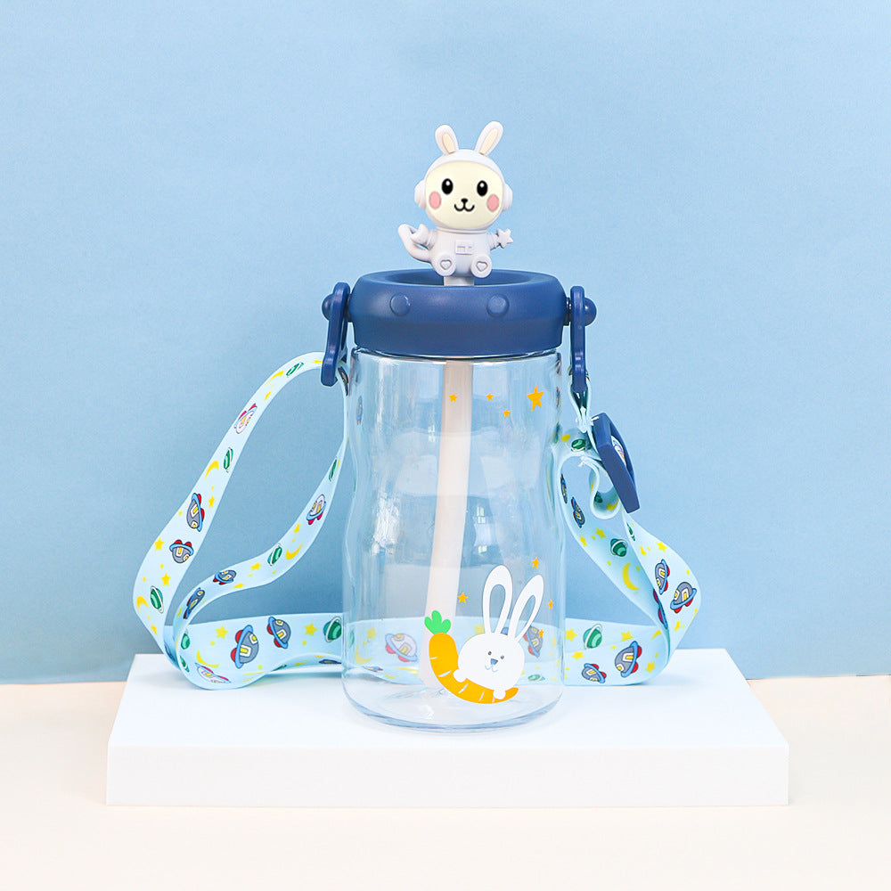 Cartoon baby straw cup food grade tritan kids water bottle tumbler large capacity drinking cold brew cup