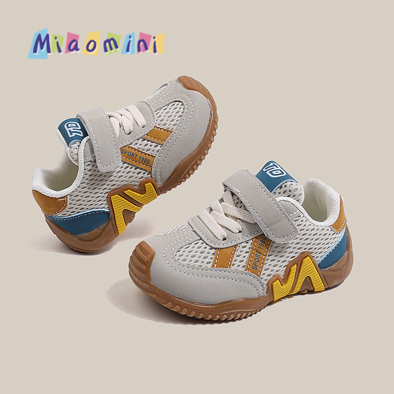 spring collection soft-soled boys' running shoes, breathable mesh german army trainers, kids' athletic shoes, girls' shoes, ages 1-6