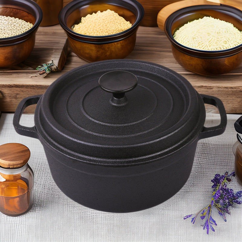 Cast iron saucepan Old-fashioned traditional raw iron pot, stew pot, binaural soup, uncoated one-pot non-stick pot, hot pot.