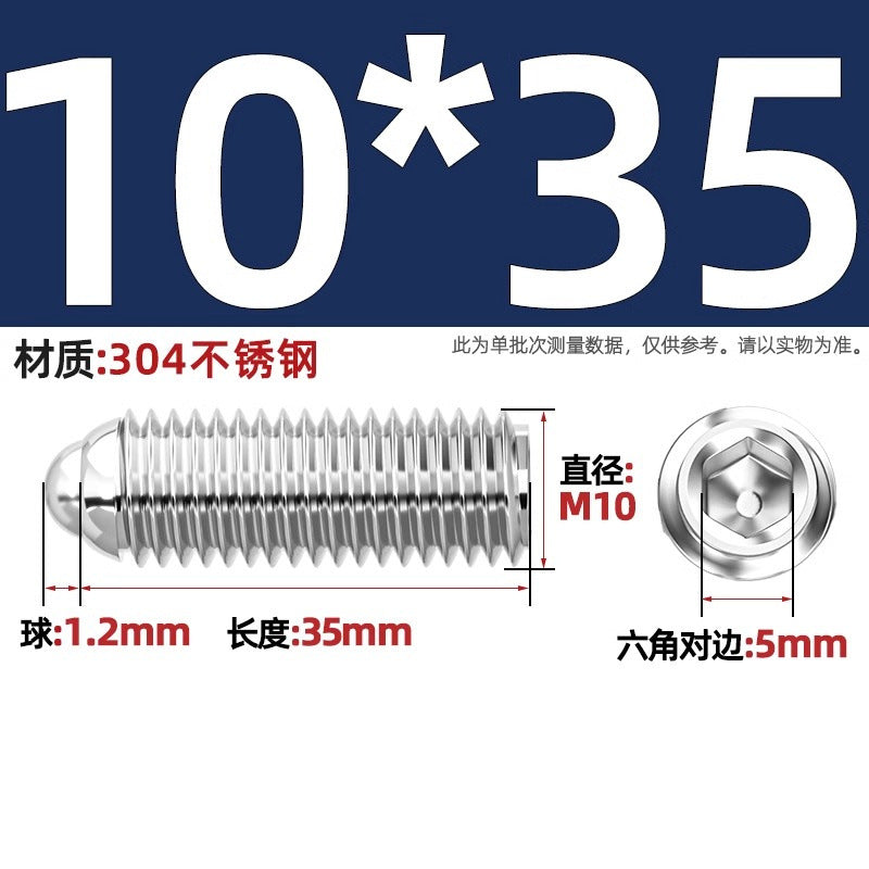 304 stainless steel/12.9 grade wave ball screw steel ball fastening spring ball head spring plunger ball glass positioning ball