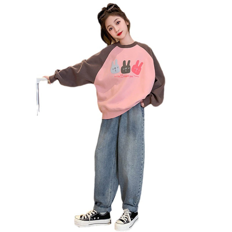 Girls' fall sweatshirt  new trendy girl casual long sleeve top spring/autumn big kids versatile top