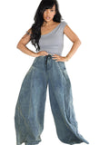 European and american style women's casual jeans -  cross-border fashion - streetwear elastic waist drawstring loose straight-leg pants